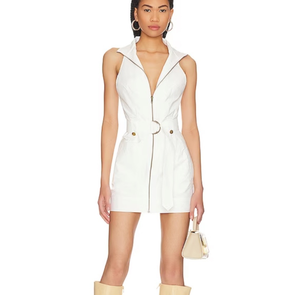 super down mini white belted dress